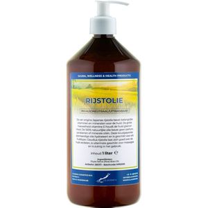 Rijstolie 1 liter met witte pomp - amber fles - 100% natuurlijk - biologisch en koud geperst
