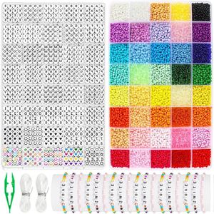 12.000 stuks zaadkralen en 960 stuks letterkralen cijferkralen 40 kleuren glazen zaadkralen vriendschapsarmband Making Kit