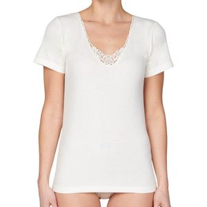 Entex dames thermo shirt korte mouw met kant - M - Creme