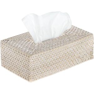 Rechthoekige rotan zakdoekbox zwart - PLAGUNA