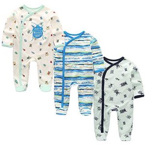 Baby Romper Pyjama Katoenen Jumpsuit Voor Jongens Meisjes Met Voeten Lange Mouwen