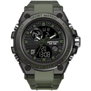 Horloge - Stoer - Mannen - Waterdicht - Groen - Mat Zwart - Rubberen band - Trendy - Military watch - Cadeau Tip