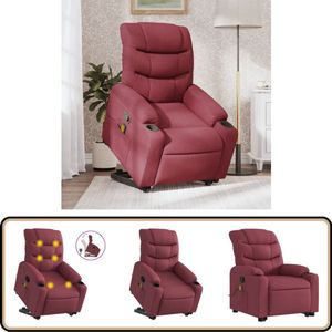 vidaXL Sta-op Massagestoel Wijnrood Verstelbaar Comfy Stoel - Massagerstoel - Elektrisch Opstaande Stoel - Ergonomische Stoel - Lounge Stoel