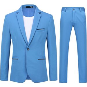 Allthemen Heren Tweedelig Pak - Aansluitend en Enkele Knoop Pak - XS