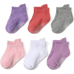 Antislipsokken voor kinderen, 6 paar, ABS-sokken, kinderen, baby, meisje, peuter, antislip, 0-10 jaar