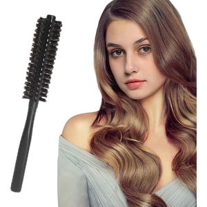 Kleine ronde haarborstel - Föhnborstel met houten handvat - Zwart