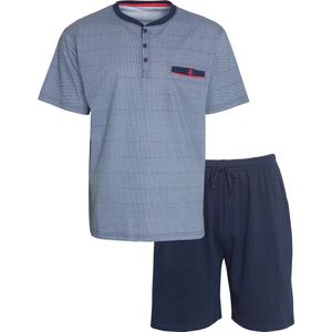 Paul Hopkins Heren Shortama - Pyjama Set - Knoopsluiting - Blauw - Maat S