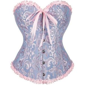 Gothic Vintage Bustier Corset voor Dames - Blauwe en Roze Lingerie Maat M