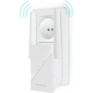 Phreeze AX1800 - Wifi Versterker voor Stopcontact - WiFi 6 - 1800 MBps - 2.4G & 5Ghz - Range Extender en Repeater - Geschikt voor KPN, Ziggo, Odido, Tele2, Caiway - Wifi Booster