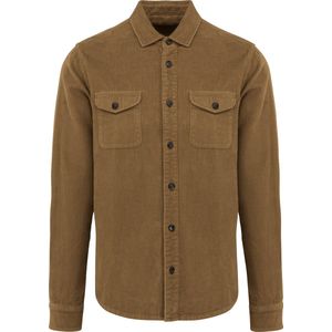 Spasso Ecologisch verwassen herenovershirt in ribfluweel SP519 - Washed Brown Sugar - 3XL