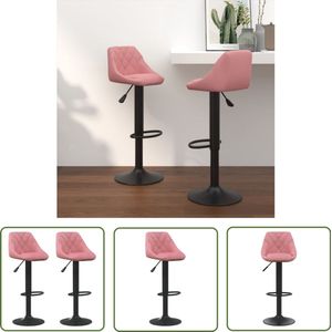 vidaXL Barkrukken 2 stuks - Fluweel Roze Barstoelen - Barkrukken - Velvet Stoelen - Rozerode Meubels - Hoge Stoelen