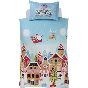 Kerst dekbedovertrek Gingerbread town - 120x150 cm - Peuterbed