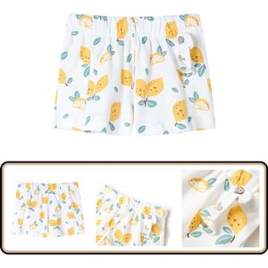 Kindershorts katoen ecru met citroenprint maat 128 Kindershorts - Kindershorts - Kinderkleding - Kinderkled