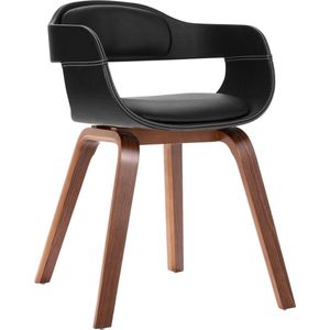 Stijlvolle zwarte eetkamerstoel van walnoothout Eetkamerstoelen - Kunstleder Meubilair - Zwarte Stoel - Dining Chair - Salontafel