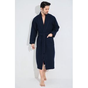 Heren Waffle Badjas Denis / Donker Blauw/ XXXL