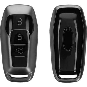 kwmobile autosleutel hoesje geschikt voor Ford 3-knops MyKey autosleutel (Key Free) hoes - TPU autosleutel behuizing - Beschermende auto sleutel case - Sleuteletui in mat zwart / zwart
