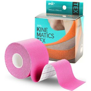 SPOL Kinematics Tex Kinesiotape Sporttape - Fysiotape - Kinesiology - Latexvrij - 1 Rol - 5 cm x 5 Meter - Roze