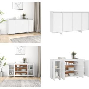 vidaXL Dressoir 135x41x75 cm spaanplaat wit - Dressoir - Dressoirs - Buffetkast - Opbergkast