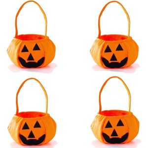 Halloween pompoen-gevormde handtassen - 4 stuks vliesstofzakken voor Halloween party kostuumaccessoires kleur oranje