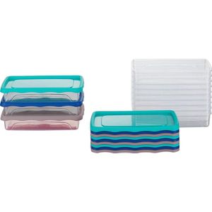 Vershouddozen 05 l (400 ml) plat set van 12 - blauw/turquoise/grijs - voor vriesdozen
