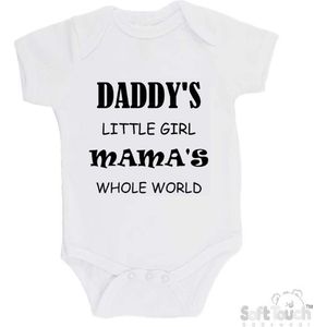 100% katoenen Romper ""Daddy's little girl Mama's whole world"" Unisex Katoen Wit/zwart Maat 62/68