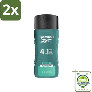 Reebok - Cool Your Body - Douchegel - 4 in 1 - 400 ml - Voordeelverpakking - 2 stuks - Douchegel - Mannen