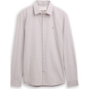 TOM TAILOR DENIM - Overhemd - Lichtgrijs - Regular Fit - Lange Mouw