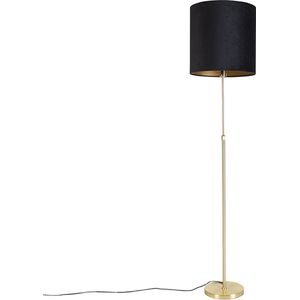 QAZQA parte fl - Klassieke Vloerlamp | Staande Lamp met kap - 1 lichts - H 1865 mm - Zwart Goud - Woonkamer | Slaapkamer | Keuken