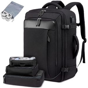 Vliegtuig handbagage rugzak reistas dames laptop computer rugzak heren rugzak dames reistas kleine bagage - zakelijke reistas 4-delige set geheel zwart
