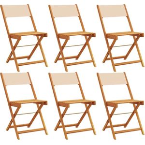 vidaXL Tuinstoelen 6 st inklapbaar - Beige - Hout Tuinstoel - Acacia Hout - Tuinset - Buitendecoratie - Terrasdecoratie