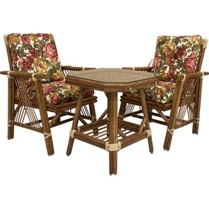 ROSE CONVERSATION SET Salontafel + 2 stoelen, binnen/buiten, 40x40cm - Dark Flower