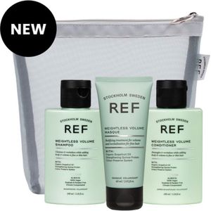 REF Stockholm - Travelbag Weightless Volume - Futloos haar - Kerstpakket - Vakantiepakket - Reisverpakkingen - Shampoo + Conditioner + Haarmasker