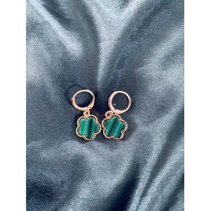 Klaver oorbellen | groen/goudkleurige oorbellen| oorhangers/oorclips |luxe oorbellen voor dames | Accessoires, cadeau voor vrouwen | Sieraden | Stainless steel |RVS| Fashion Jewelry