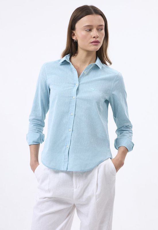 Felix Hardy - Linnen Katoen Blend Shirt - Overhemd - Turkoois