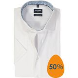 OLYMP 24/7 modern fit overhemd - korte mouw - twill - wit - Strijkvriendelijk - Boordmaat: 39
