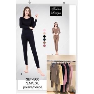 Dames Thermoset - Onderkleding set - Zijde zacht met lange mouwen- Naadloos - Ademend L/XL (40-42) Donkerblauw