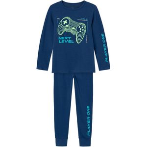 NAME IT NKMNIGHTSET NAVY PEONY GAMING NOOS Jongens Nacht setje - Maat 110/116