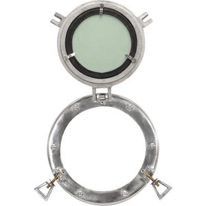 vidaXL - Wandspiegel - patrijspoort - Ø23 - cm aluminium - en - glas