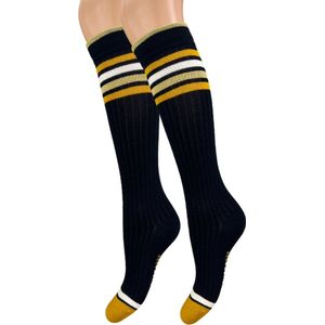 Meisjes Kniekous - Gestreept - Glitter - Goud - Maat 23-26