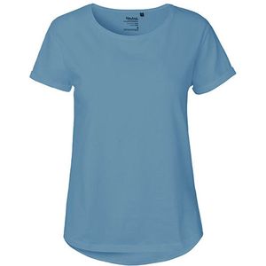 Dames Roll Up Sleeve T-Shirt met ronde hals Dusty Indigo - XXL