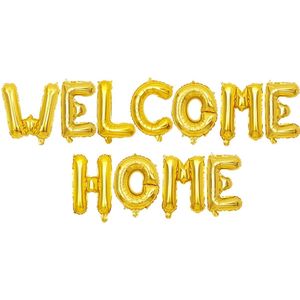 Welcome Home folie ballonnen set goud - welkom - thuis - folie - ballon - goud