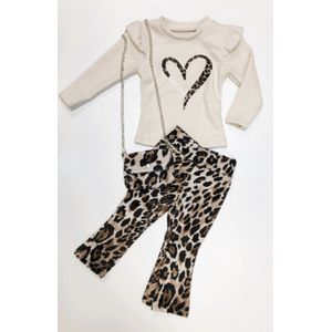 Baby meisjes setje ""Panterprint"" met een bijpassend tasje, verkrijgbaar in de maten 68 t/m 104
