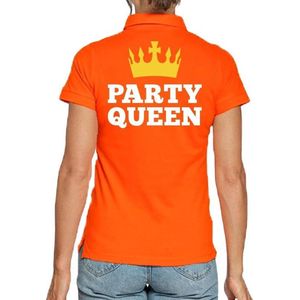 Koningsdag poloshirt / polo t-shirt Party Queen oranje dames - Koningsdag kleding/ shirts XS