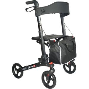 Rollator Plaza Lite - Zwart - Lichtgewicht - Drie Dubbel Opvouwbaar - Anti-lek Banden