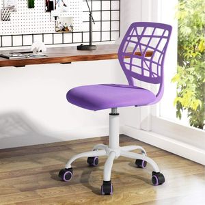 Bureaustoel bureaustoel in hoogte verstelbare draaibare stoffen zitting ergonomische werkstoel zonder armleuning, paars