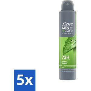 5 x Dove Men+Care Deodorant Spray - Extra Fresh - 200 ml - Langdurige Bescherming - Zweet - Lichaamsgeur - Hydraterend - Vegan