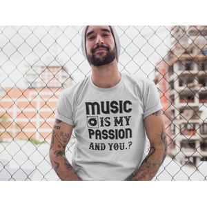 Rick & Rich - T-Shirt Music Is My Passion - T-shirt met opdruk - T-shirt Muziek - Tshirt Music - Wit T-shirt - T-shirt Man - Shirt met ronde hals - T-Shirt Maat L