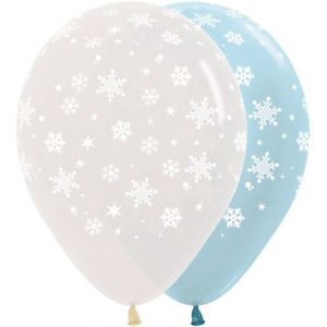 25 x Sneeuwvlok Ballonnen, 100% biologisch afbreekbaar, Apres ski, Oktoberfeest, Bierfeest, Themafeest