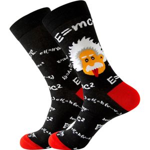 Winkrs sokken - Einstein - Wiskunde - Zwart/Rood & Wit - Maat 40 t/m 46
