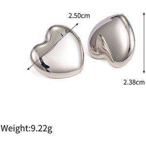 Lajetti - Hartjes oorknopjes Stainless Steel Zilveren Hartje
